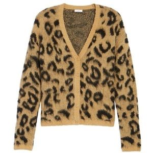 BP. Leopard Print Jacquard Cardigan Sweater